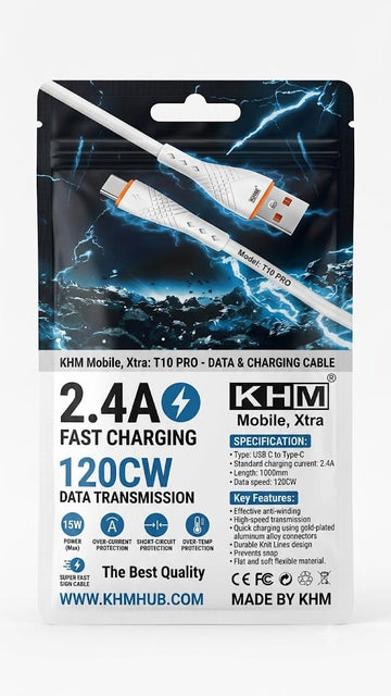 KHM T10 PRO Fast Charging & Data Cable (2.4A / Type-C)