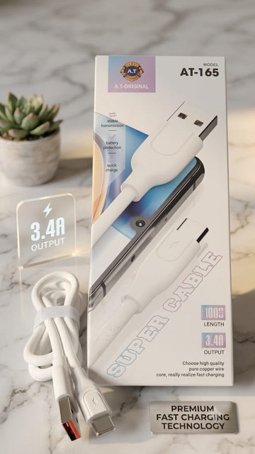 AT-165 USB to Type-C Super Fast Charging Cable (3.4A)